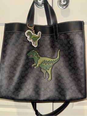 Coach Black Tote with Contrasting Tan Patch